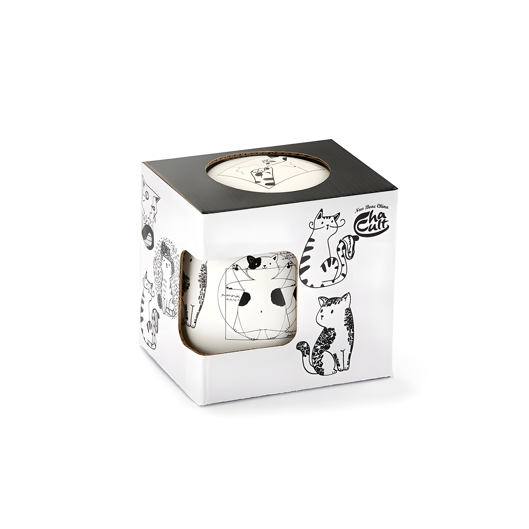 Artist Cats porcelain tea mug in its matching decorative gift box