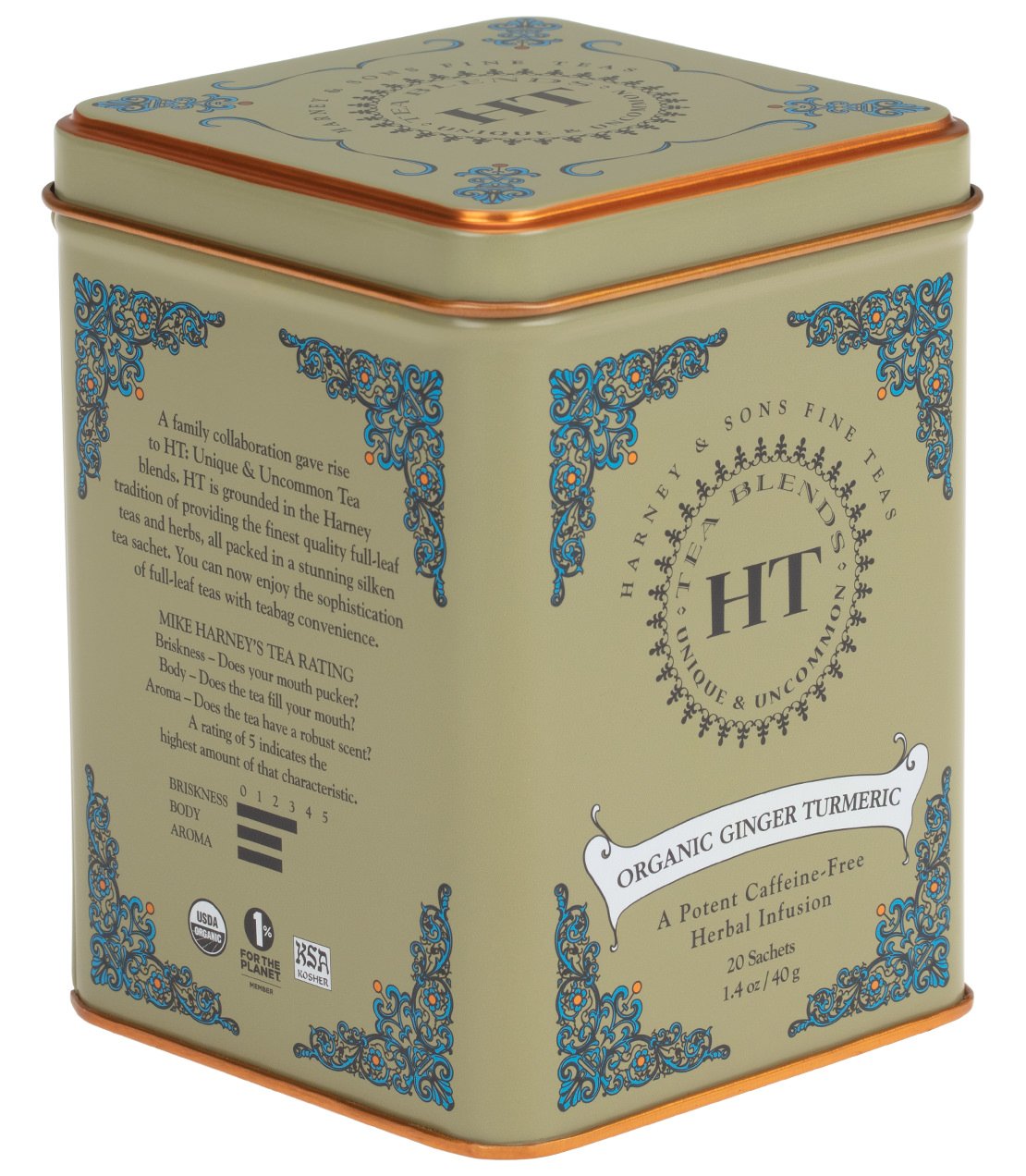 HT Organic Ginger Turmeric, Tin of 20 Sachets -   - Harney & Sons Fine Teas