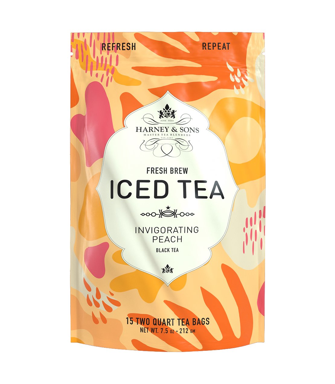 Peach Fresh Brew Iced Tea - Iced Tea Pouches Bag of 15 Pouches - Harney & Sons Fine Teas