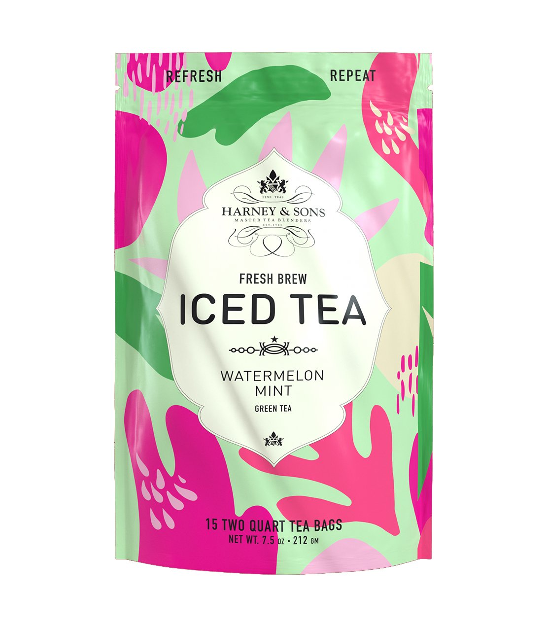 Watermelon Mint Fresh Brew Iced Tea - Iced Tea Pouches Bag of 15 Pouches - Harney & Sons Fine Teas