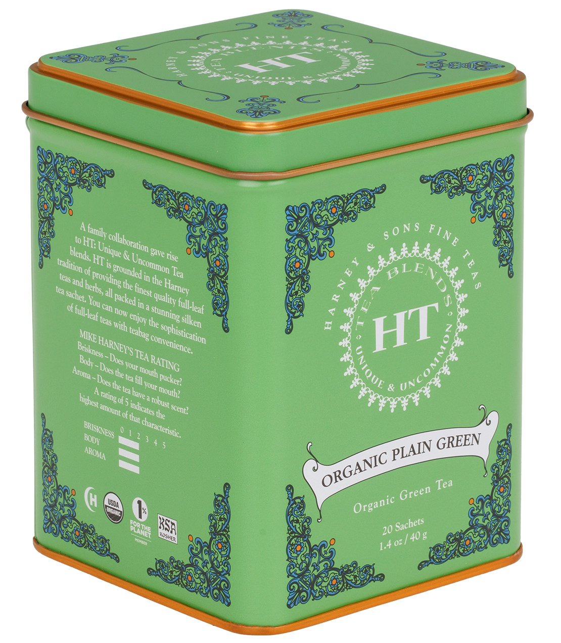 Organic Plain Green, HT Tin of 20 Sachets - - Harney & Sons Fine Teas