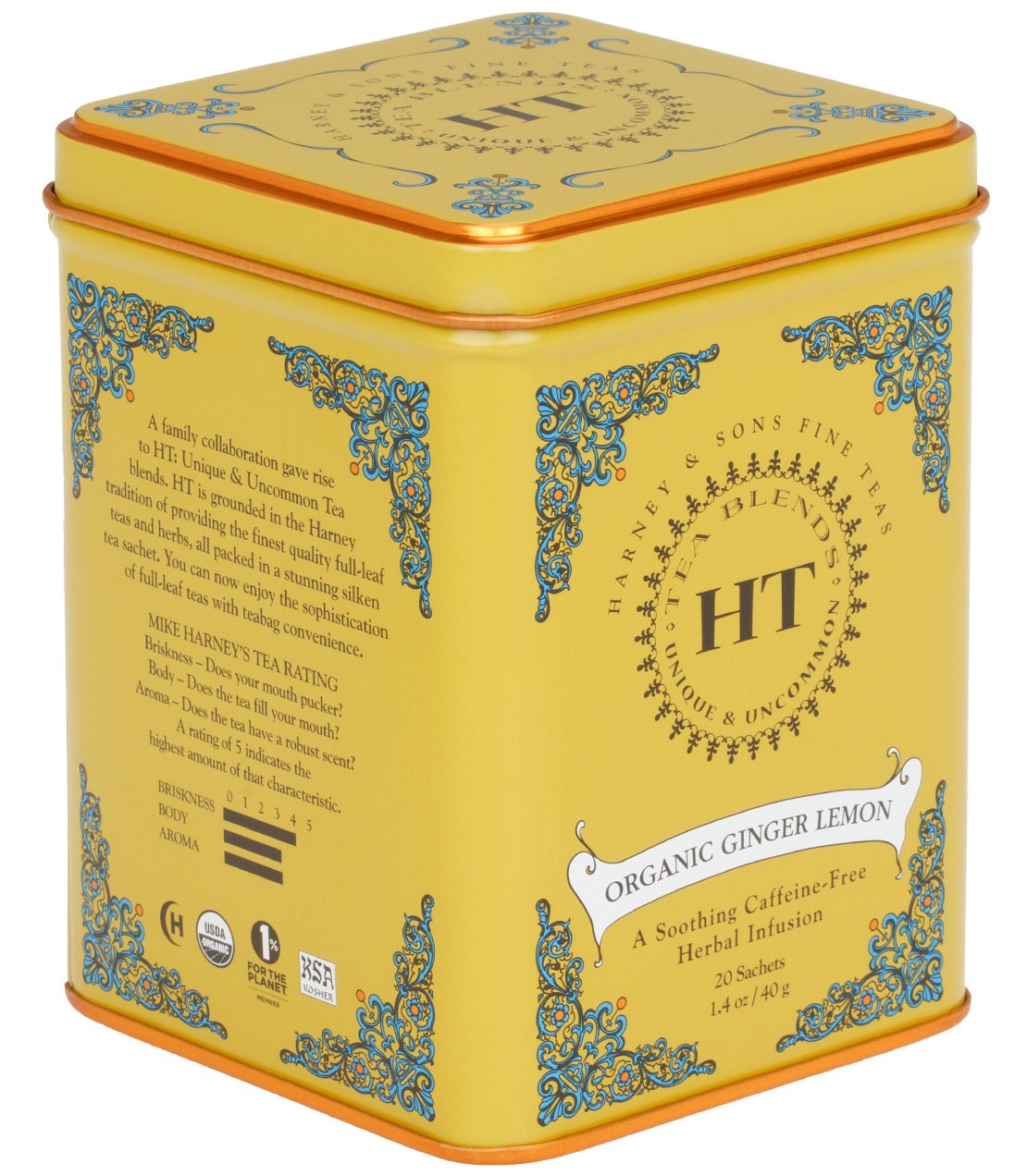 Organic Ginger Lemon, HT Tin of 20 Sachets - - Harney & Sons Fine Teas