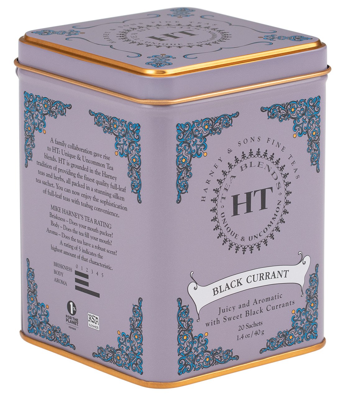 Black Tea with Black Currant Flavours - Black Currant Tea - HT Tin of 20 Tea Sachets - Harney & Sons Fine Teas Europe
