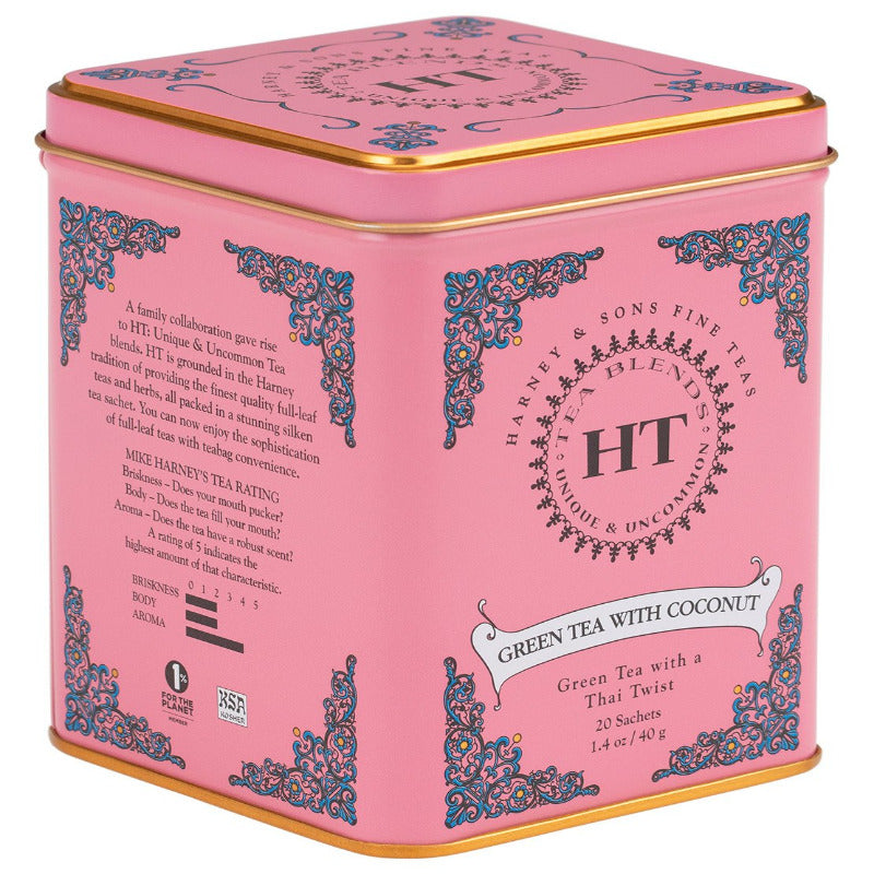 Green Tea with Coconut, HT Tin of 20 Tea Sachets - Harney & Sons Fine Teas Europe