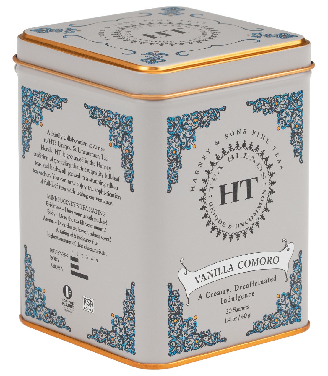 Decaf Vanilla Comoro, HT Tin of 20 Sachets - - Harney & Sons Fine Teas
