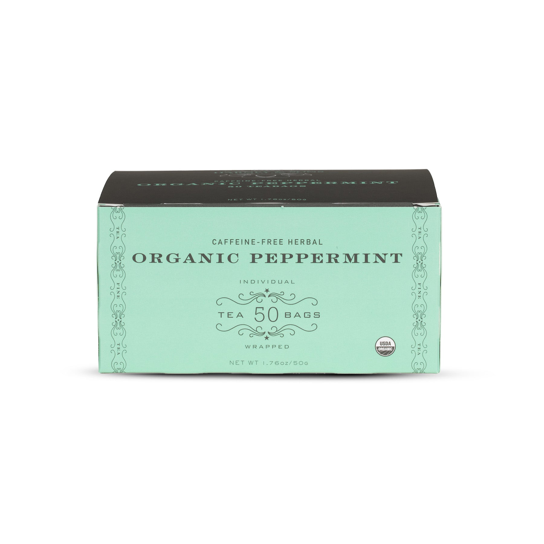 Organic Peppermint Herbal, Box of 50 Foil Wrapped Teabags