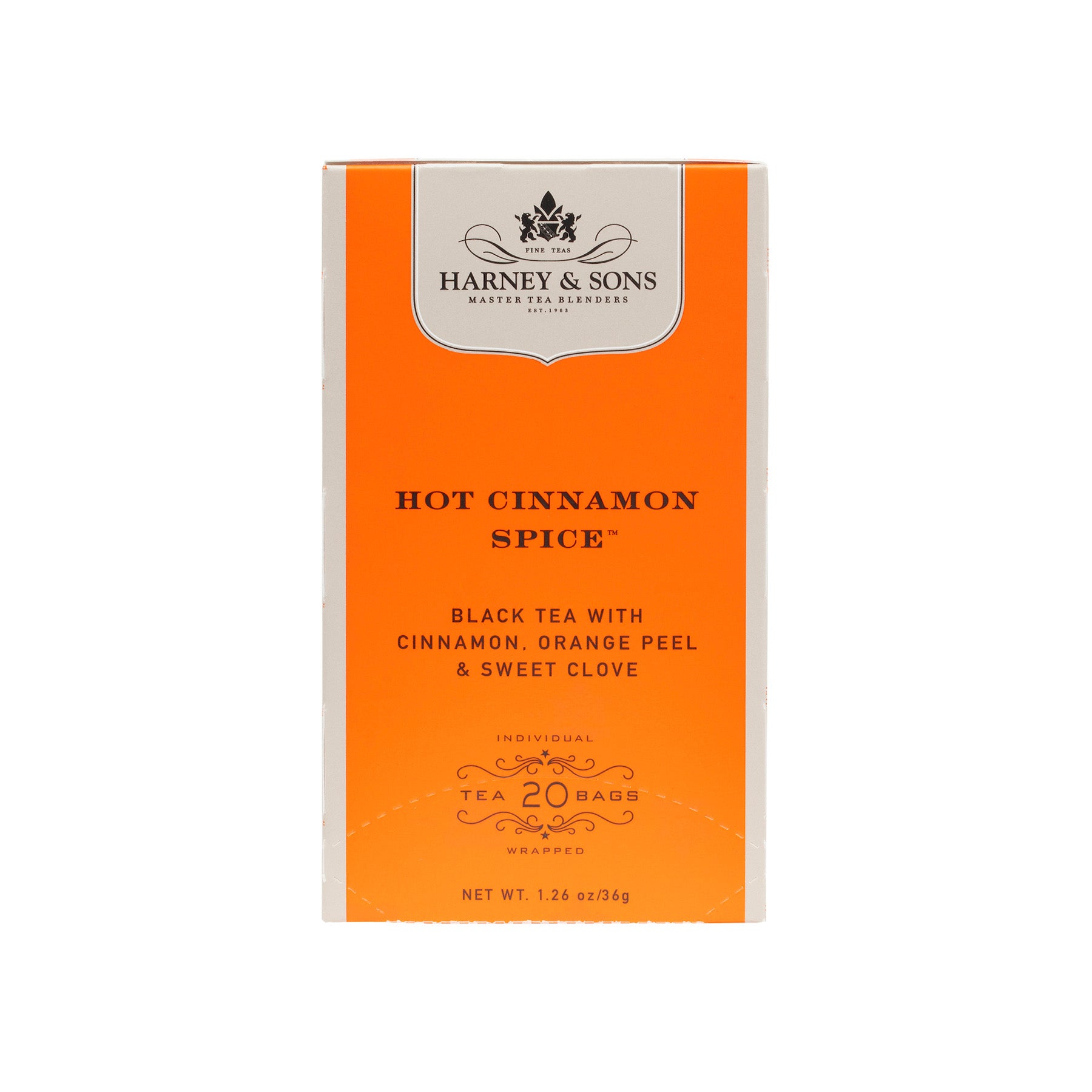 Black tea with cinnamon, orange peel and sweet cloves - 20 individual wrapped teabags - Harney & Sons Fine teas Europe