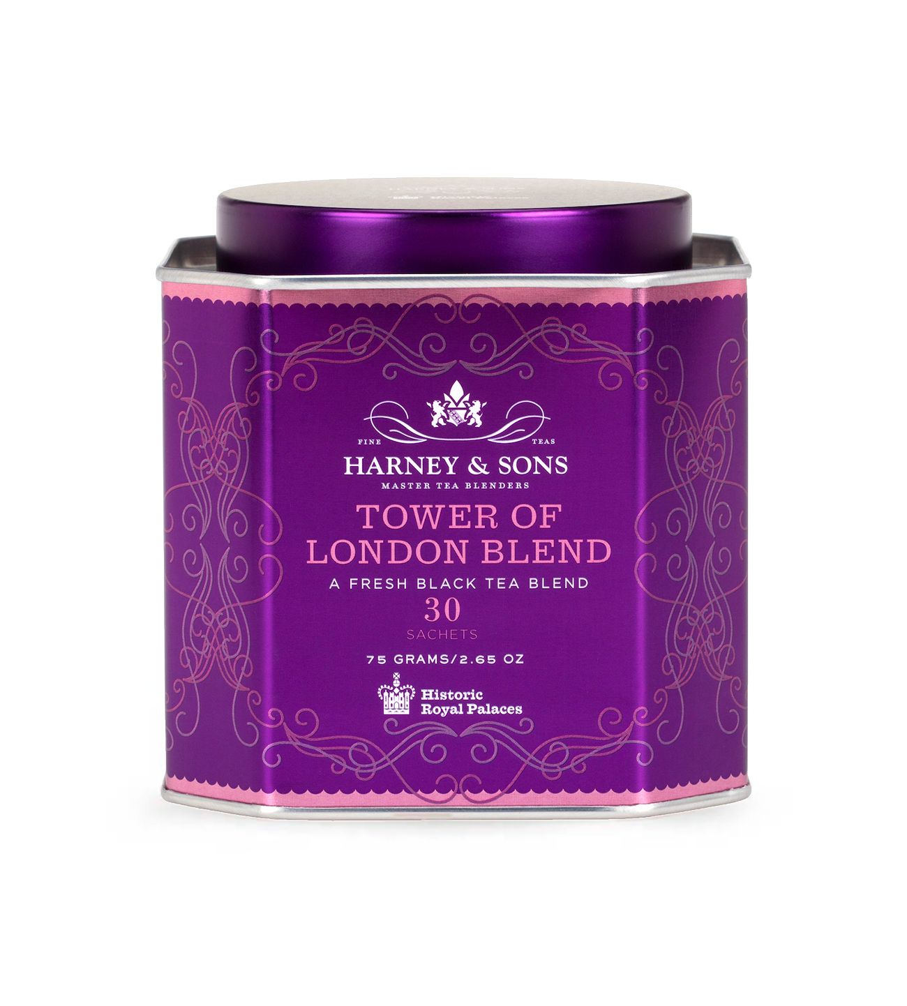 Tower of London Blend, HRP Tin of 30 Sachets - Black Tea with Black Currant, Vanilla and Honey Flavours - Harney & Sons Fine Teas Europe
