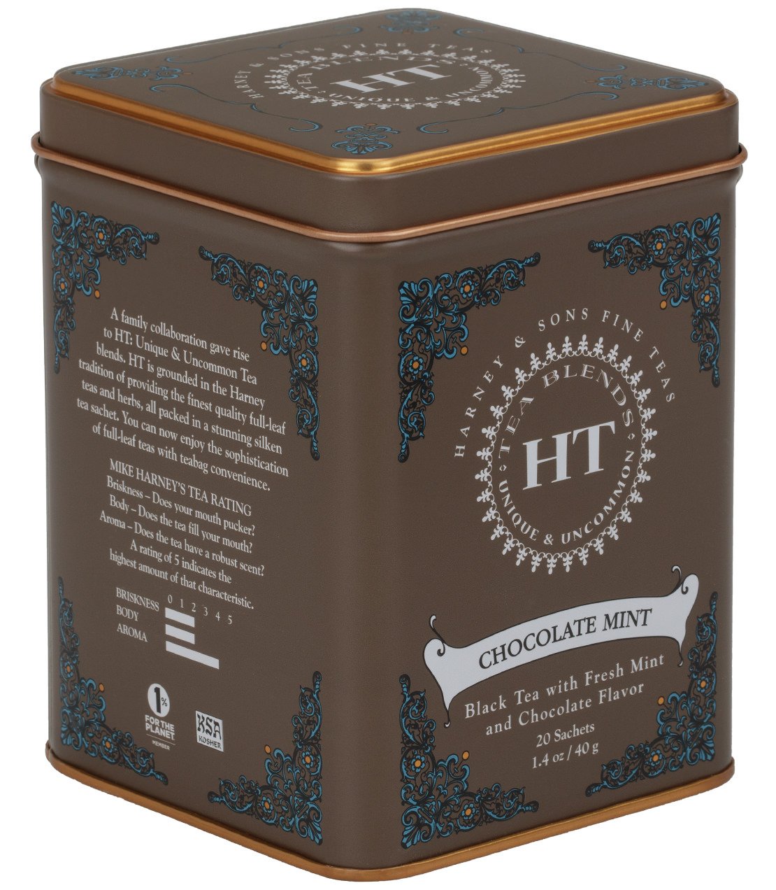 Chocolate Mint, HT Tin of 20 Sachets by Harney & Sons Fine Teas Europe