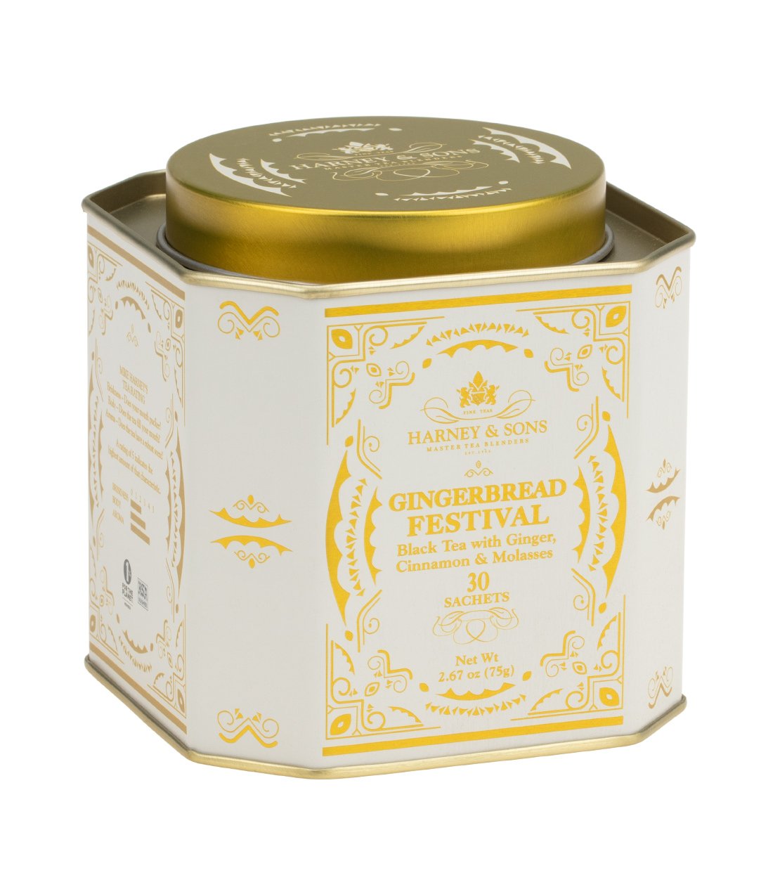 Blac tea with gingerbread flavours - Gingerbread Festival Tea, tin of 30 sachets by Harney & Sons Fine Teas Europe